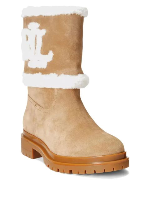Lauren Ralph Lauren logo-lettering suede boots - Neutrals - zdjęcie produktu nr 2