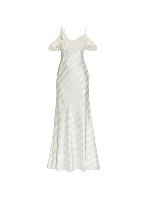 Self-Portrait lace-detail striped maxi dress - White - zdjęcie produktu nr 1