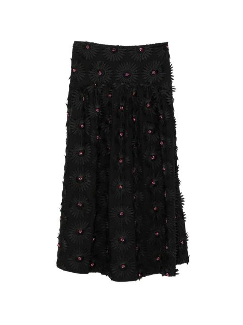 FARM Rio floral-appliqué midi skirt - Black - zdjęcie produktu nr 1
