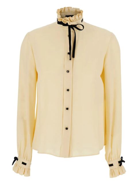 Valentino Garavani ruffled high-neck shirt - Neutrals - zdjęcie produktu nr 1