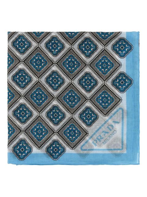 Prada geometric-pattern cotton foulard - Blue - zdjęcie produktu nr 1
