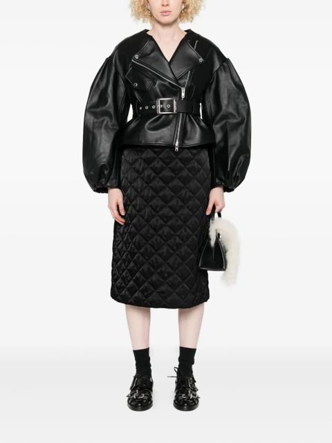Simone Rocha belted puff-sleeve leather jacket - Black - zdjęcie produktu nr 2