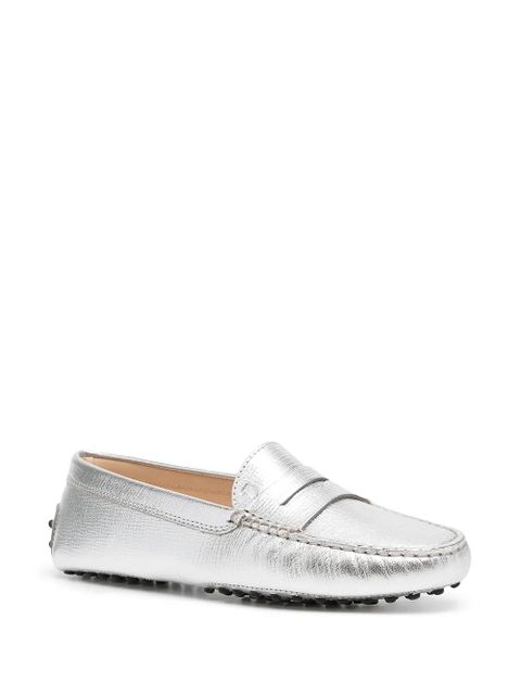 Tod's metallic-finish round-toe loafers - Silver - zdjęcie produktu nr 2