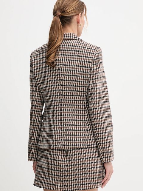 Tommy Hilfiger marynarka wełniana kolor brązowy jednorzędowa wzorzysta WW0WW48266