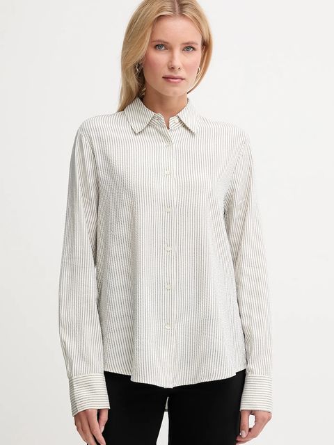 United Colors of Benetton koszula damska kolor beżowy regular z kołnierzykiem klasycznym 570QDQ0AL - zdjęcie produktu nr 1