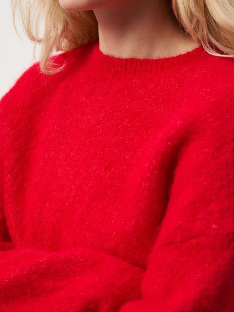 Medicine sweter z wełną alpaki kolor czerwony
