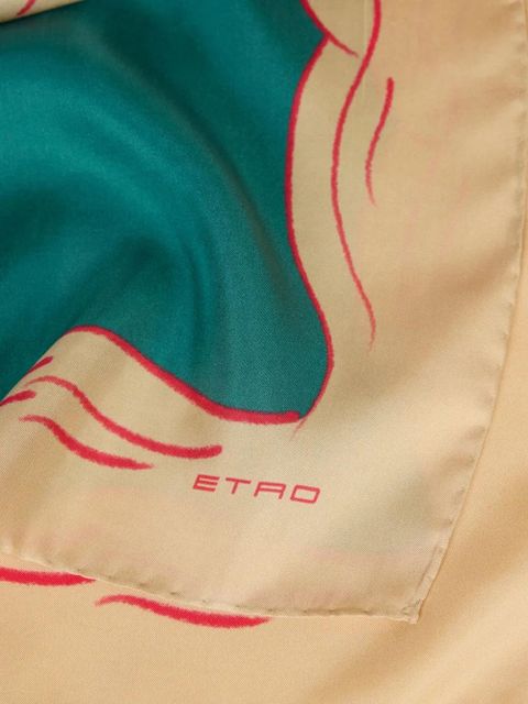 ETRO placed-motif silk scarf - Green - zdjęcie produktu nr 2