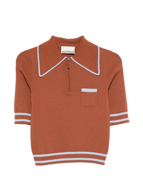 ALEMAIS chest-pocket polo top - Brown - zdjęcie produktu nr 1