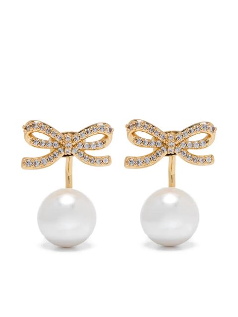 Self-Portrait pearl bow earrings - Gold - zdjęcie produktu nr 1