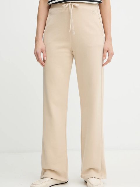 Weekend Max Mara spodnie dresowe VOLIERA damskie kolor beżowy gładkie 2615781021600 - zdjęcie produktu nr 1