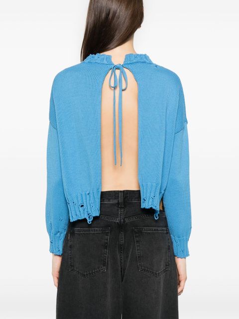 Marni dishevelled cotton sweater - Blue