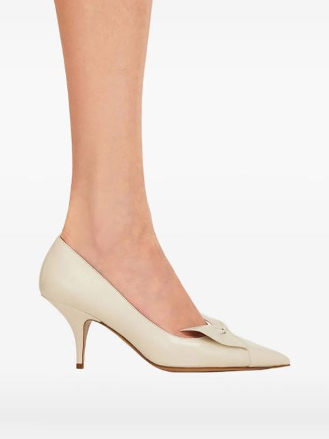 Ferragamo 70mm Bow leather pumps - White