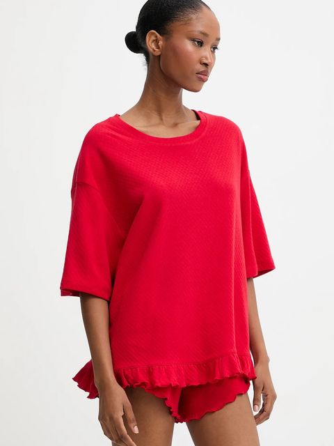 Answear Lab piżama bawełniana kolor czerwony bawełniana