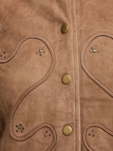 Hoss Intropia kurtka zamszowa kolor brązowy przejściowa 5432681