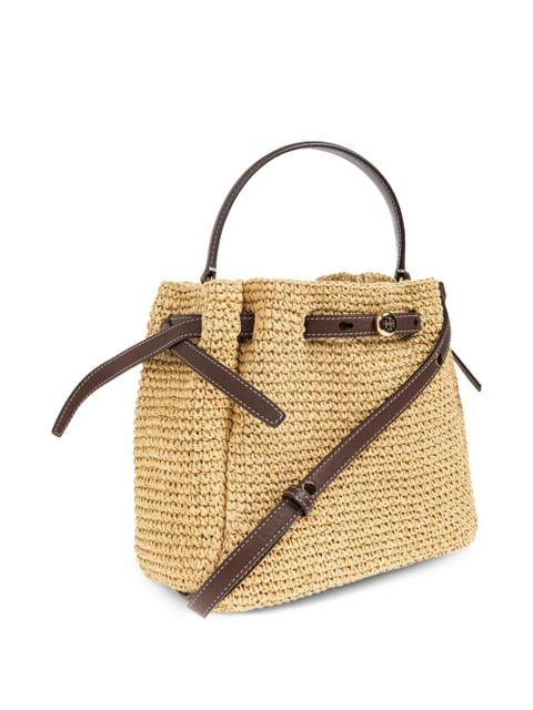 Tory Burch Romy leather trim paper tote bag - Neutrals