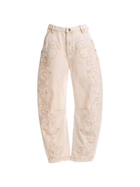 Agua By Agua Bendita Fallon distressed floral-embroidery jeans - Neutrals - zdjęcie produktu nr 1
