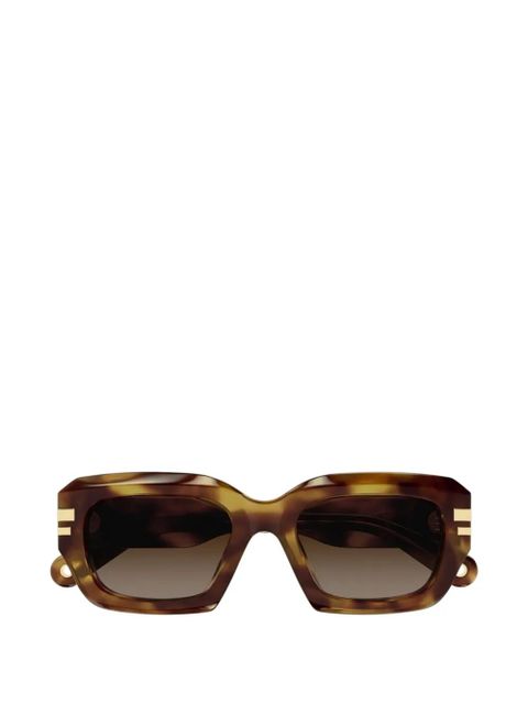 Chloé Eyewear tortoiseshell-effect rectangle-frame sunglasses - Brown - zdjęcie produktu nr 1