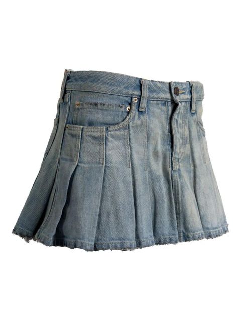 Balenciaga pleated denim mini skirt - Blue