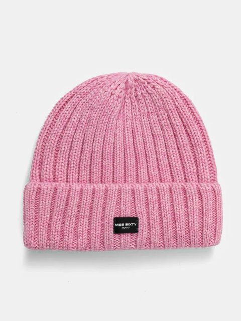 Miss Sixty czapka wełniana kolor różowy z grubej dzianiny wełniana 6L4HJ8720000