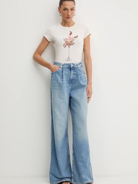 Guess t-shirt TINI damski kolor beżowy W5YI41 KA0Q1 - zdjęcie produktu nr 2