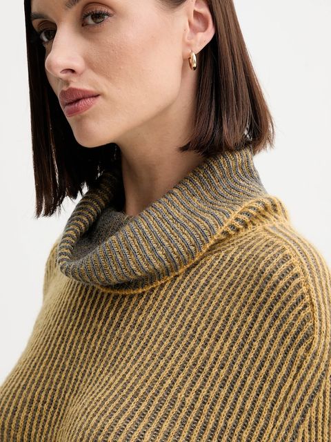 Twinset sweter z wełną damski kolor żółty lekki z golfem 252TF3010