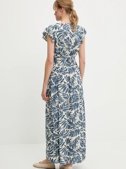 Answear.LAB sukienka kolor niebieski maxi rozkloszowana