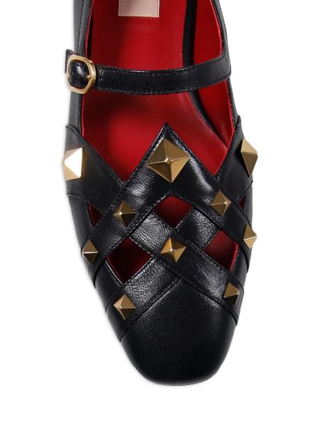 Valentino Garavani studded strappy ballet flats - Black