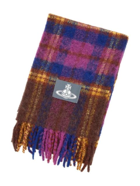 Vivienne Westwood tartan logo-detail scarf - Blue - zdjęcie produktu nr 2