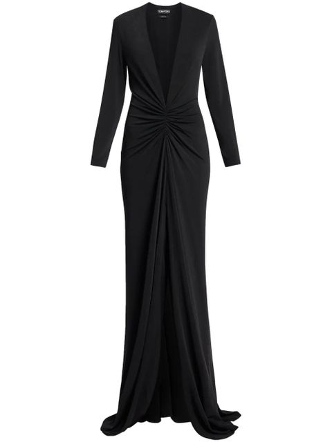 TOM FORD v-neck long sleeve dress - Black - zdjęcie produktu nr 1