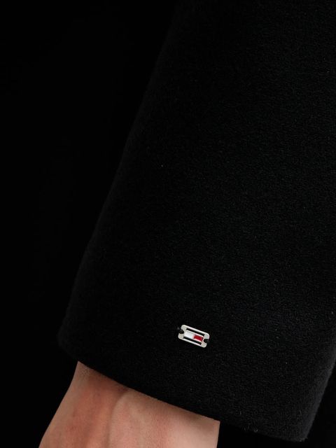 Tommy Hilfiger płaszcz z dodatkiem wełny kolor czarny WW0WW47445