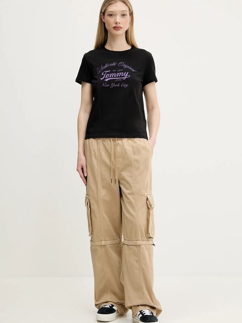 Guess Originals spodnie bawełniane damskie kolor zielony szerokie high waist W5GA2I WGCVA - zdjęcie produktu nr 2