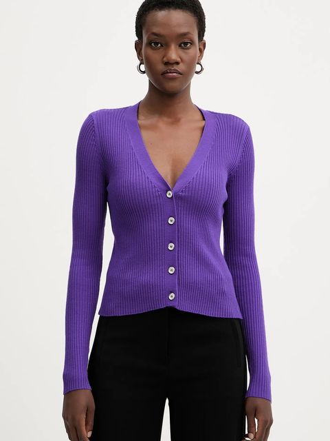 Pinko kardigan z dodatkiem wełny damski kolor fioletowy lekki 105506 A18M