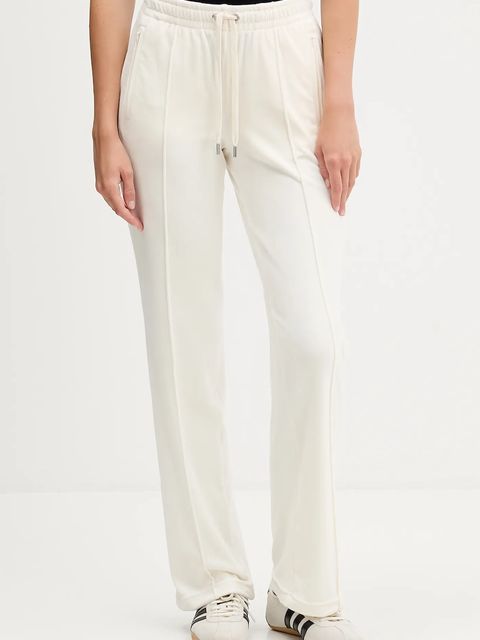 Juicy Couture spodnie dresowe welurowe damskie kolor beżowy z aplikacją JCWBJ225307 - zdjęcie produktu nr 1