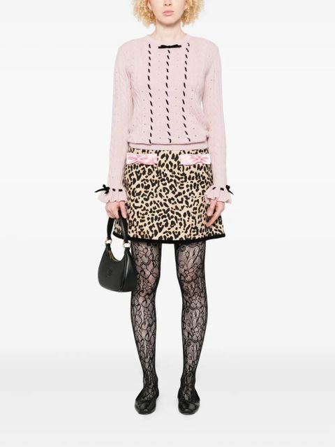 Valentino Garavani cable-knit ribbon-trimmed sweater - Pink - zdjęcie produktu nr 2
