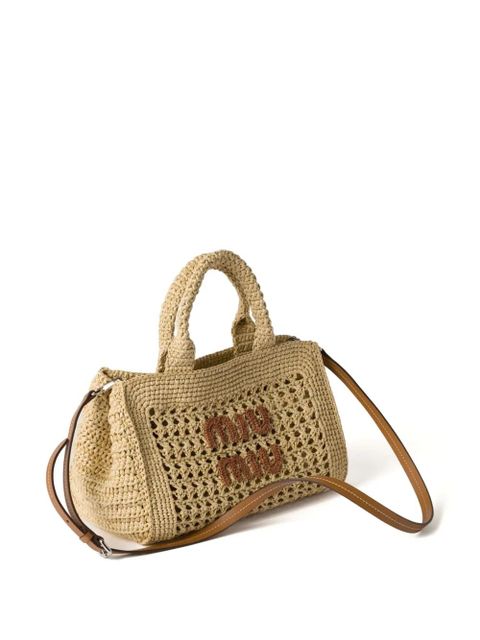 Miu Miu raffia-effect woven tote bag - Neutrals
