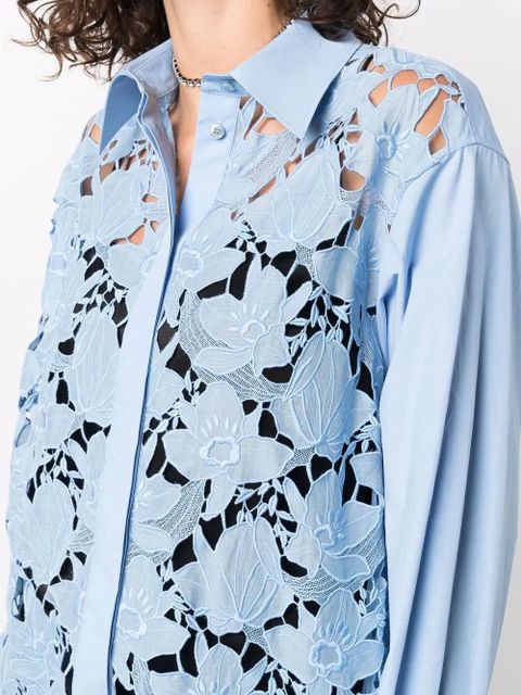 Valentino Garavani long-sleeve lace shirt - Blue