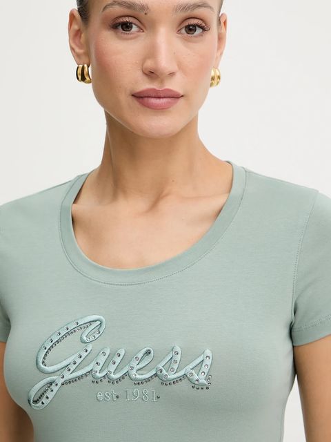 Guess t-shirt damski kolor zielony W5YI46 J1314