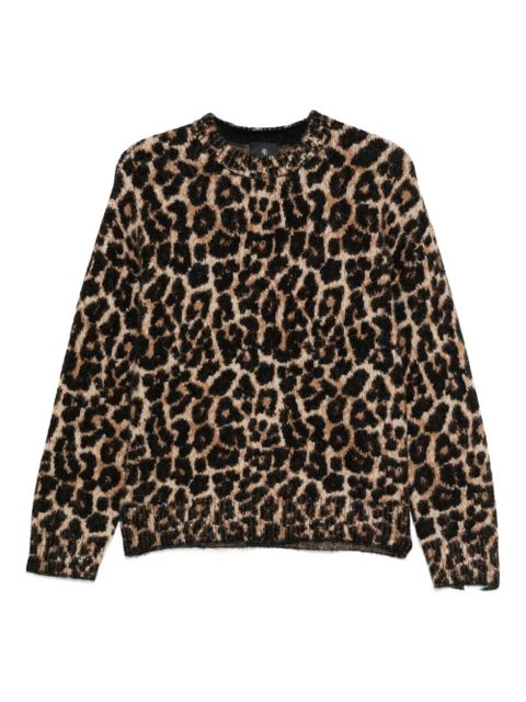 ANINE BING leopard-print crew-neck sweater - Black