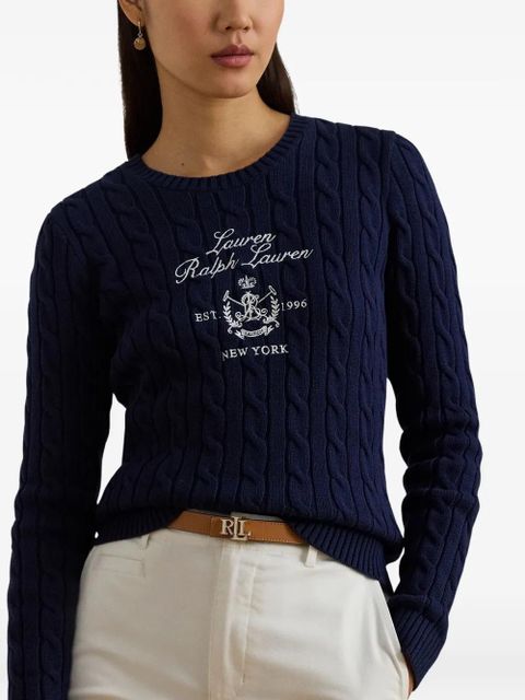 Lauren Ralph Lauren cable-knit crew-neck jumper - Blue