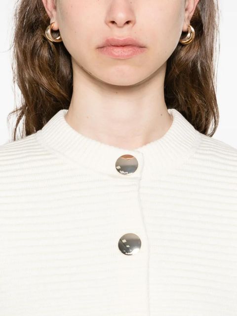 SANDRO crew-neck cardigan - Neutrals