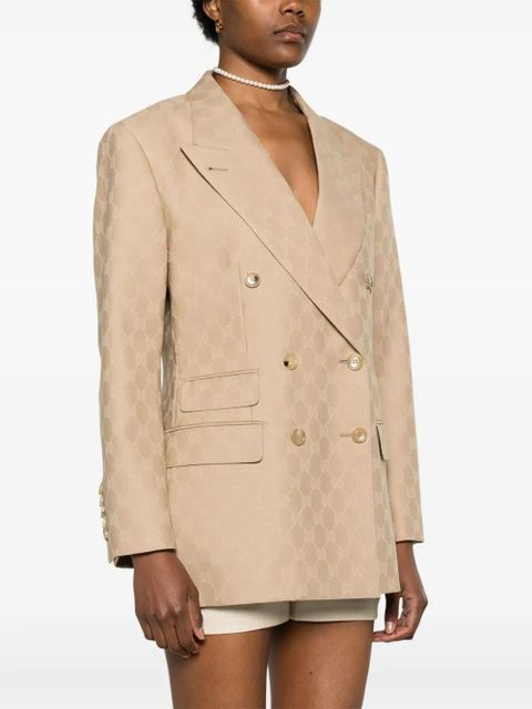 Gucci GG-jacquard double-breasted blazer - Neutrals