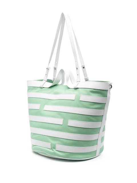 Casadei stripe-pattern leather tote bag - Green - zdjęcie produktu nr 2