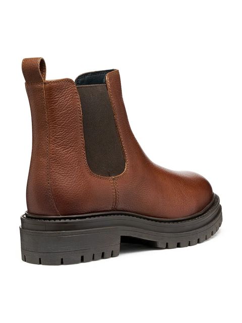 Geox kozaki D IRIDEA damskie kolor brązowy na płaskim obcasie D56HRH 0FFNH C6F6T