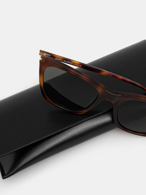 Saint Laurent okulary przeciwsłoneczne KATE THIN damskie kolor brązowy SL 214