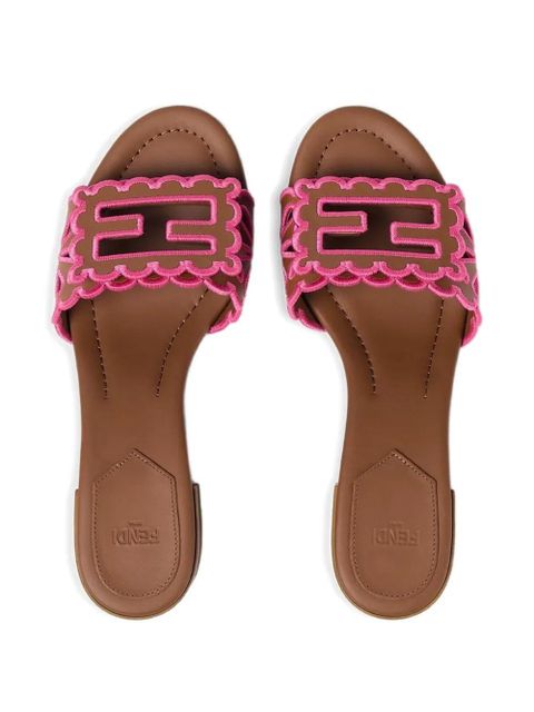 FENDI scalloped sandals - Brown