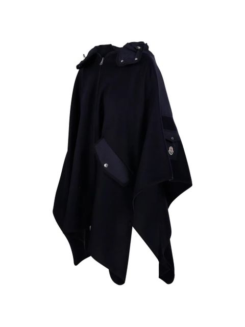 Moncler logo-patch hooded cape - Blue - zdjęcie produktu nr 1