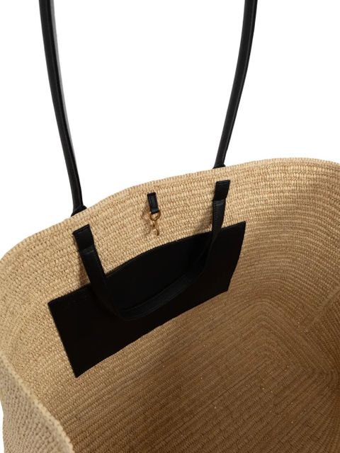 LOEWE XL Verano embroidered-logo woven tote bag - Neutrals