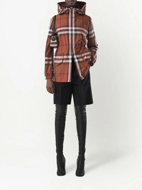 Burberry check-pattern lightweight parka jacket - Brown