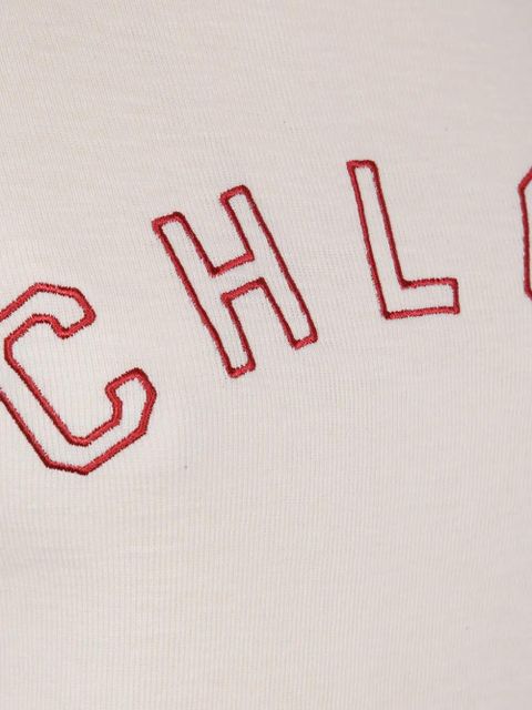Chloé embroidered-logo ribbed top - White - zdjęcie produktu nr 2