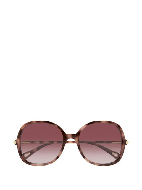 Chloé Eyewear tortoiseshell-effect round-frame sunglasses - Brown - zdjęcie produktu nr 1